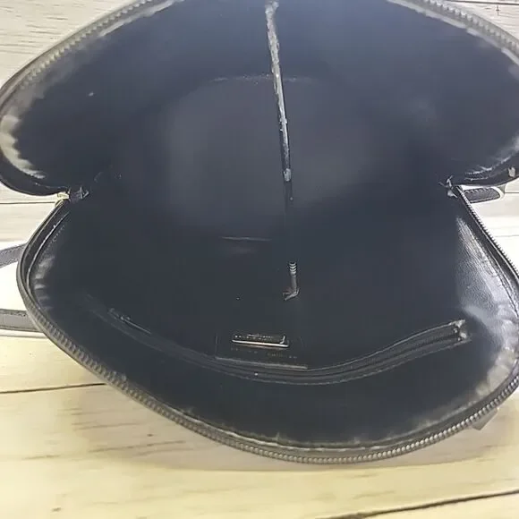 Vintage Saks 5th Ave Genuine Leather Black Bucket Structured Shoulder Bag Purse - Picture 13 of 13